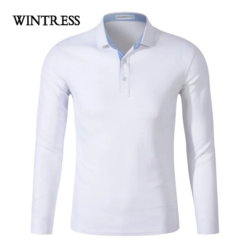 WINTRESS Plus Size Men Polo Shirt Autumn Winter Smart Casual Top Clothes Long Sleeve Button Colorful Can Custom Logo | Мужская одежда