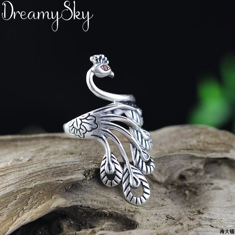 Женские кольца Павлин серебряного цвета в стиле ретро ювелирные изделия для