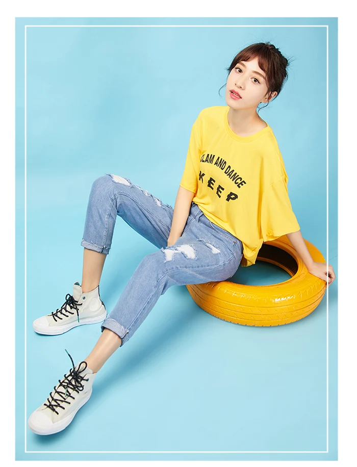LEIJIJEANS, Новое поступление, весна, средняя посадка, свободные, с дырками, светло-голубые, Харлан, джинсы для женщин, уличный стиль, размера плюс, женские джинсы 9002