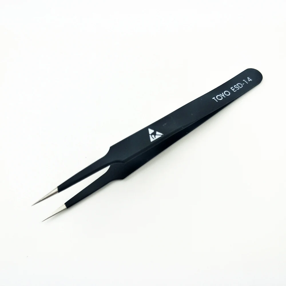 High Quality TOYO ESD Anti-static Tweezers Precision Elbow Beak Straight Round Stainless Steel Electronic Clip | Инструменты