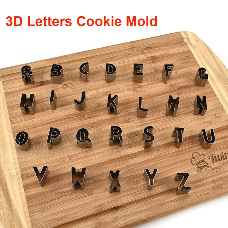 26 шт. буквы DIY Форма для выпечки торта помадка бисквита 3D Алфавит из нержавеющей стали инструменты украшения