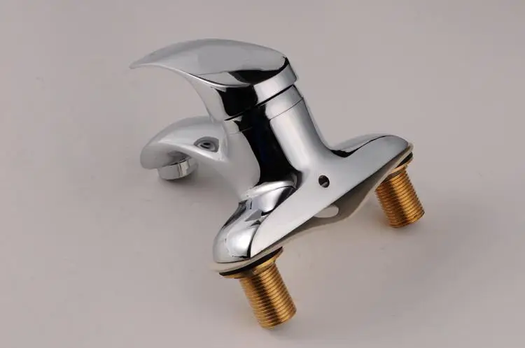 Бесплатная доставка один держатель Смеситель для раковины с двойным отверстием