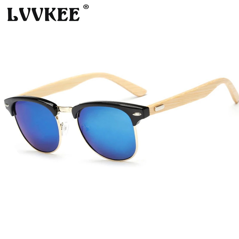 Солнцезащитные очки с бамбуковой оправой для мужчин и женщин зеркальные