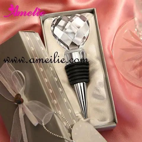Wholesale Heart Crystal Topper Design Wine Bottle Stopper Favors Metal Silver Stopppers Wedding Gifts+Free Shipping | Дом и сад