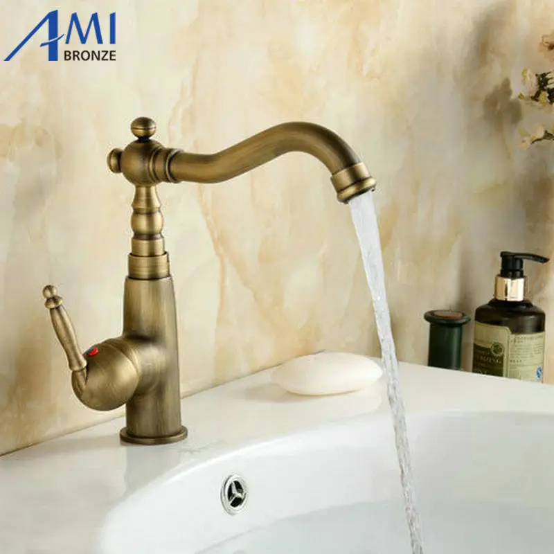8 &quotантичные латунные смесители кухонный кран поворотный смеситель для раковины