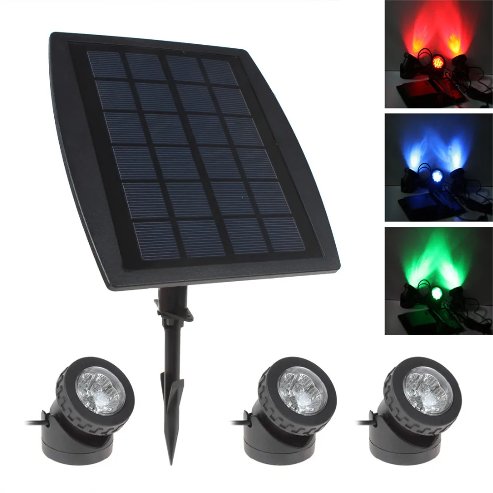 3 x RGB цветной светодиодный светильник на солнечной энергии водонепроницаемый