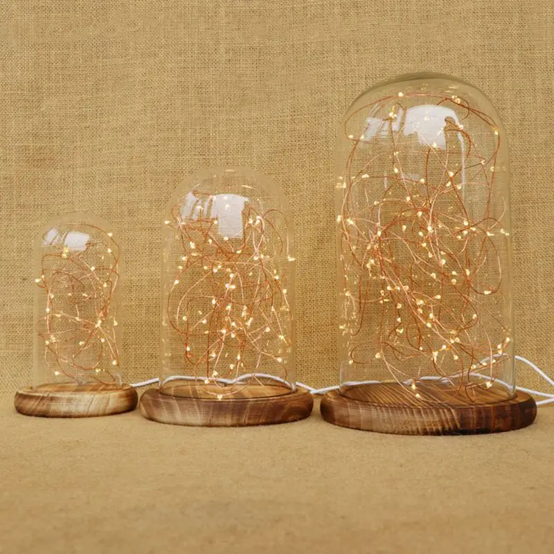 LukLoy ночник стеклянный колокольчик Jar Ночник со светодиодной медной проволочной