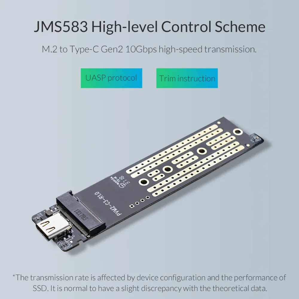 ORICO M2 SSD чехол NVME USB C 10 Гбит/с Поддержка UASP USB3.1 Gen2 Type M.2 корпус для PCIE NGFF SATA M/B Ключ