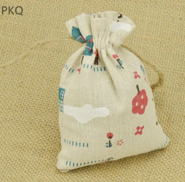 Jewelry Packaging Display bag Drawstring Packing Gift Bags 10pcs/lot Cotton Linen Storage Package Bag Small Coin Purse 9.5x13cm | Дом и сад
