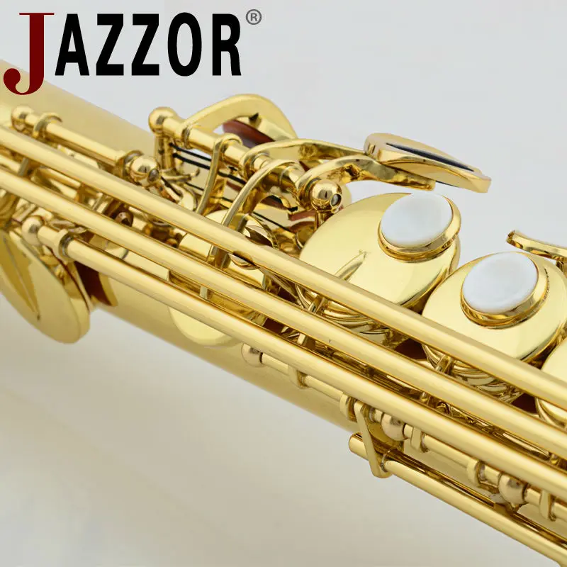 Профессиональный сопрано саксофон JAZZOR JBSST 400 B плоский прямой Саксофон Золотой