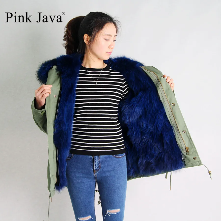 QIUCHEN 8030 2018 Winter Outwear Real Fox Fur Lined Parka With Natural Big Size Raccoon Collar Trim women winter coat | Женская одежда