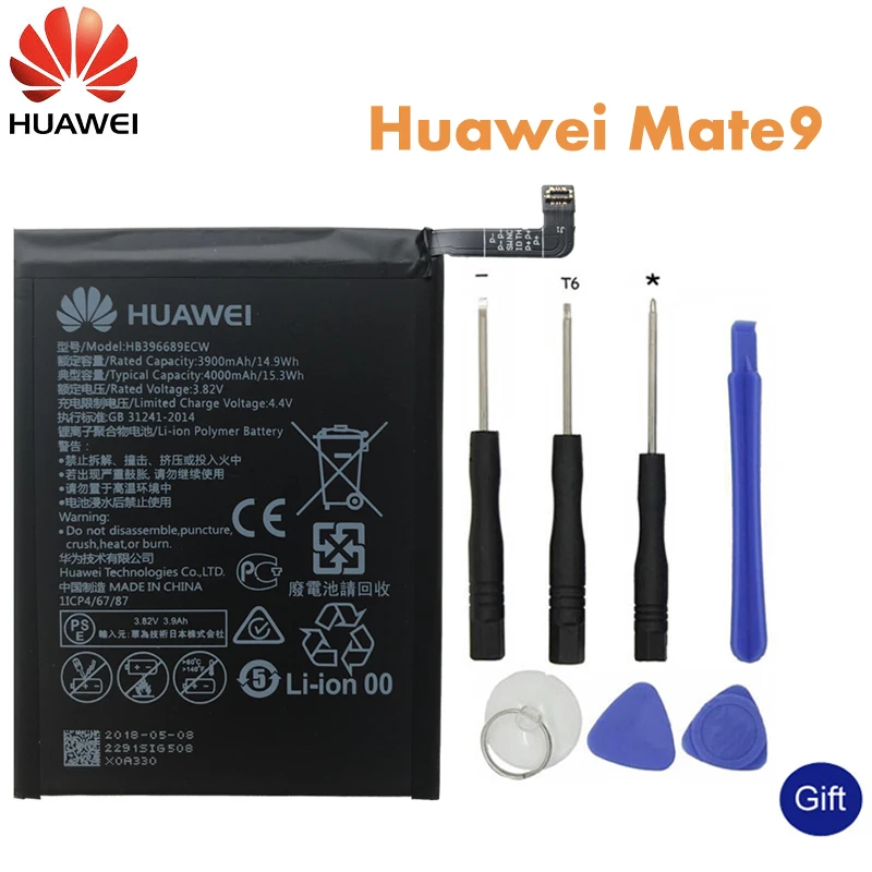 Huawei Оригинальные Замена Батарея HB396689ECW для huawei Коврики 9 Коврики 9 реальный высокое качество 4000 mAh батареи телефона+ Инструменты