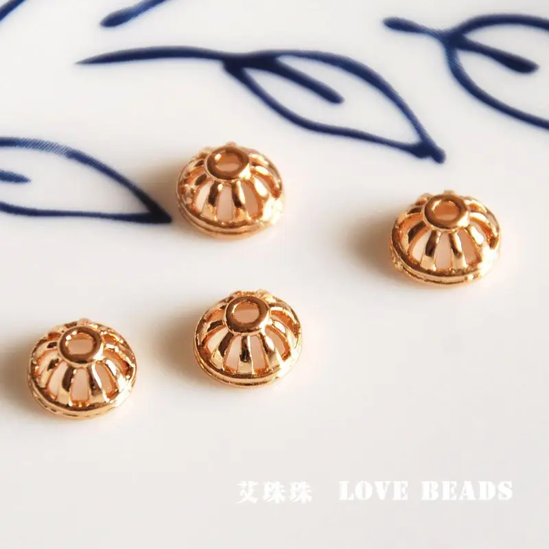 

wholesale 10 pcs/lot golden gold plated beads caps jewelry making craft findings DIY for women
