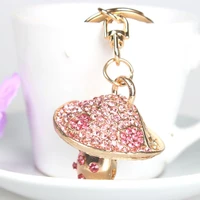 mushroom hot pink lovely charm pendent crystal purse bag keyring key chain gift travel outfit collection women