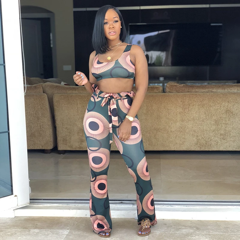 Модный винтажный женский комплект одежды из двух предметов с принтом