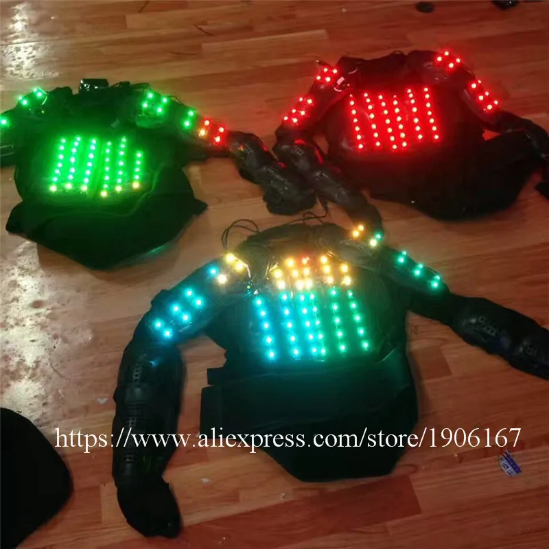 Яркий бальный костюм RGB со светодиодной подсветкой светящийся робота Одежда для