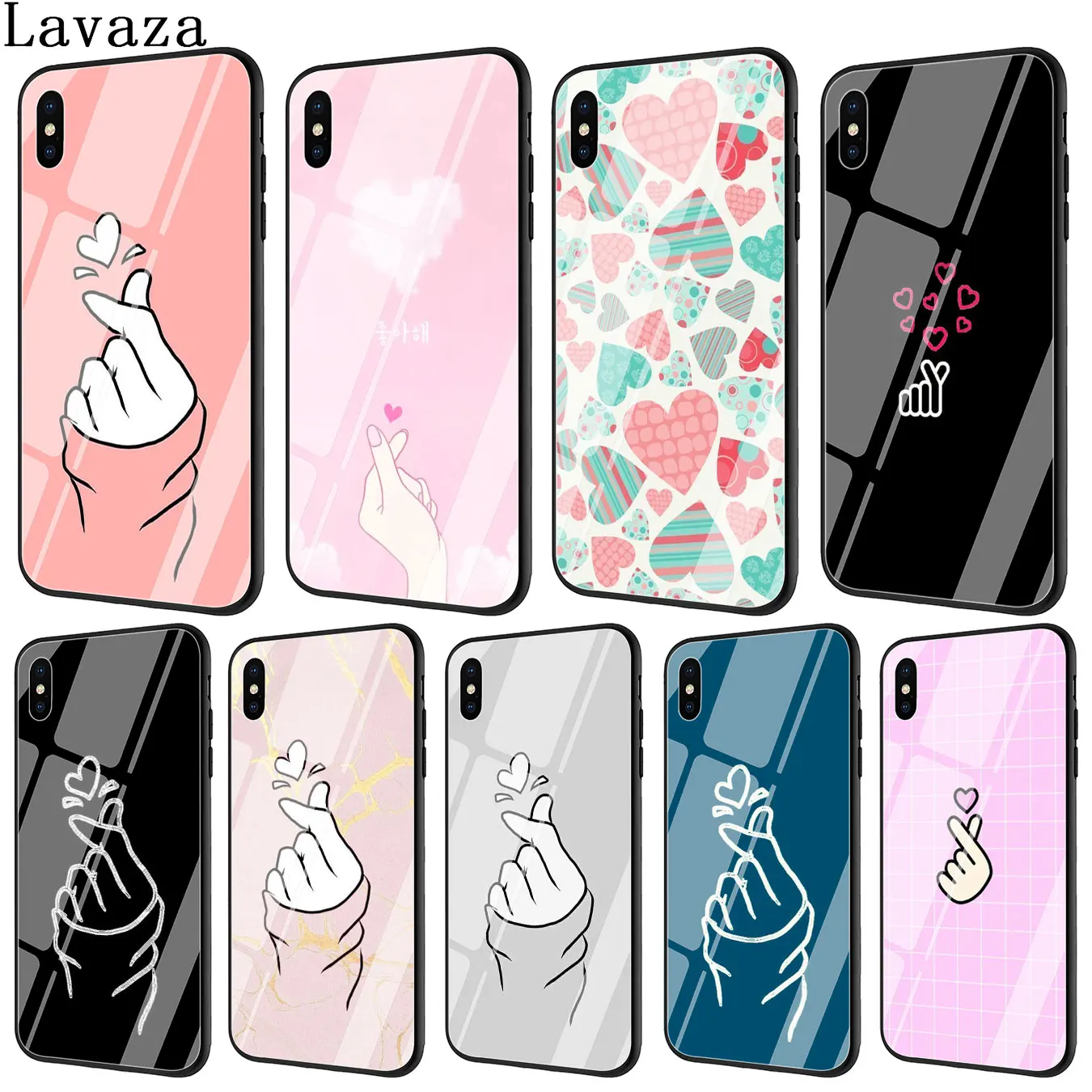 Чехол для телефона Lavaza Love on the finger kpop heart из закаленного стекла Apple iPhone XR X XS Max 6 6S 7 8