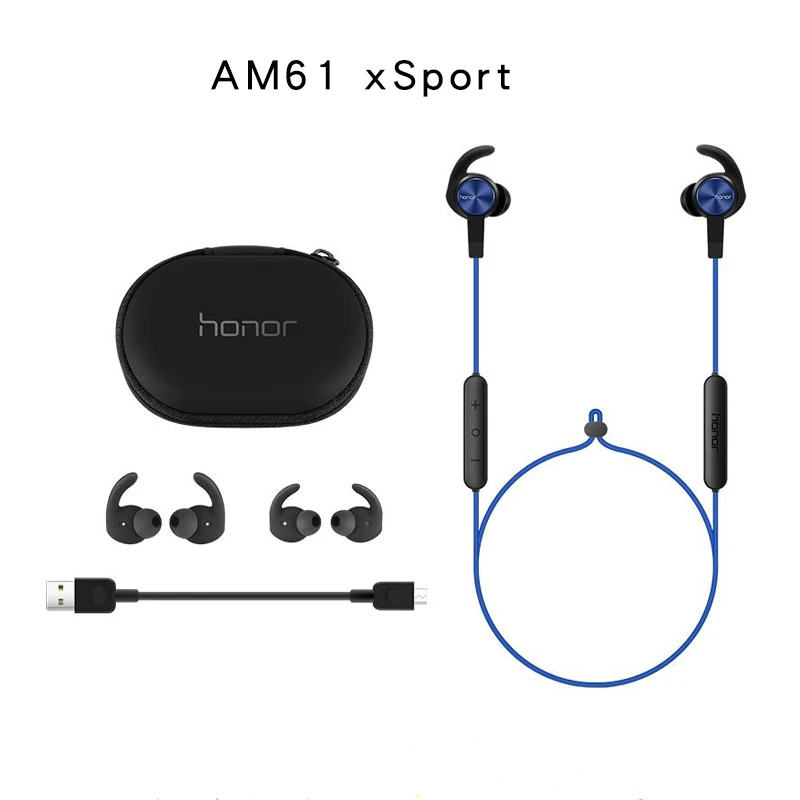 Синий Huawei Honor xSport Bluetooth наушники AM61 IPX5 Водонепроницаемый Музыкальный Микрофон управление беспроводная гарнитура для Xiaomi Android IOS - Цвет: Синий