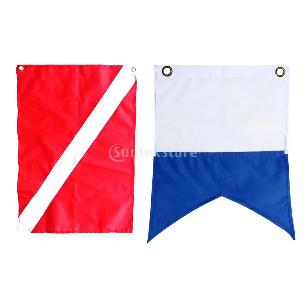 

2 Pieces Nylon Diver-Down Boat Flags, Scuba Dive Flags Marker 60cm x 70cm