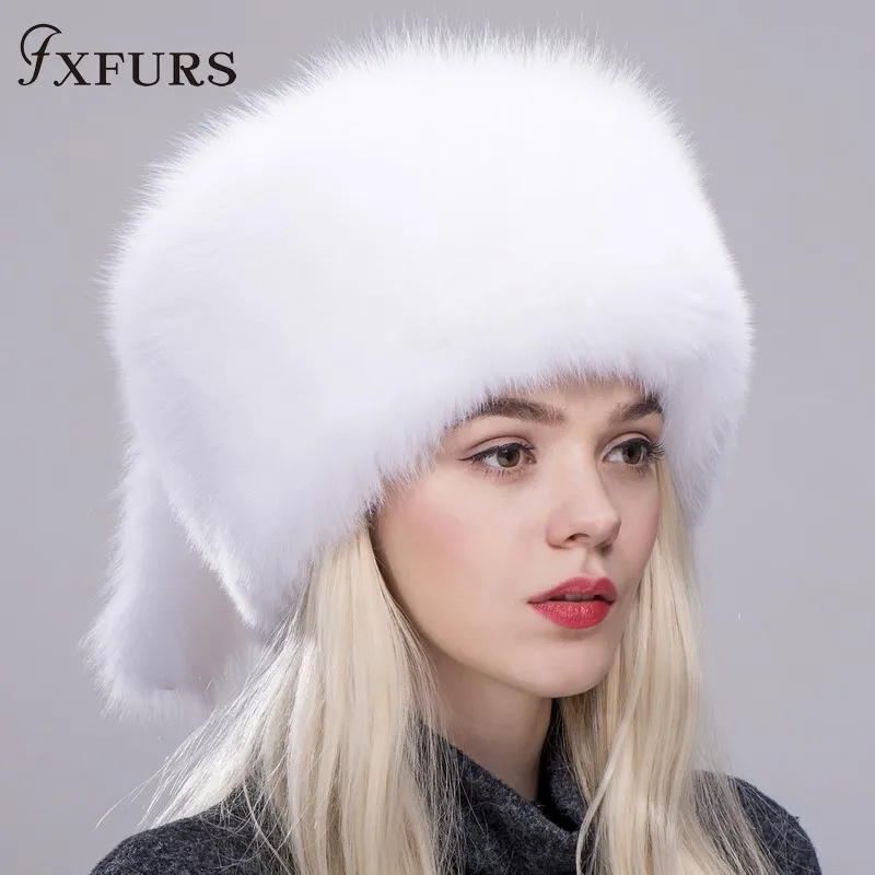 Новинка 2020 женская зимняя меховая шапка FXFURS из натурального Лисьего/енотового