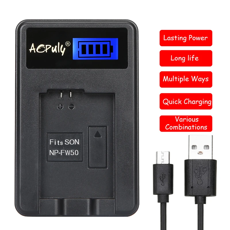 NP FW50 ЖК батареи зарядное устройство для Sony A6000 NEX 7 5N F3 Alpha 7R II bateria|battery charger|charger forusb