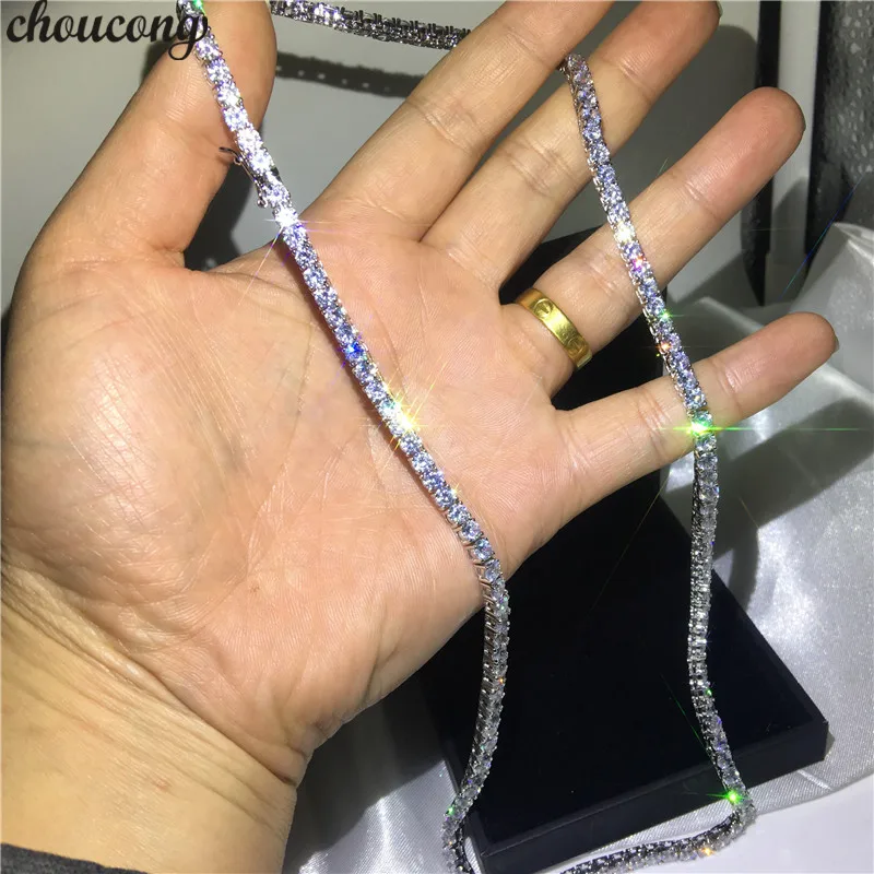 Элегантное ожерелье для тенниса choucong полностью круглое 4 мм AAAAA с фианитом белого