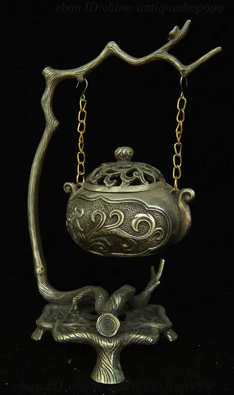 Old China Palace Silver Dragon Loong Hang Incense Burner Censer Incensory Statue | Дом и сад