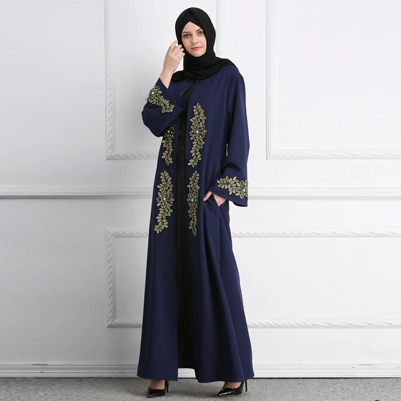 Buytiz ОАЭ сетки мусульманская черная вышивка Малайзии креп abaya Макси длинное