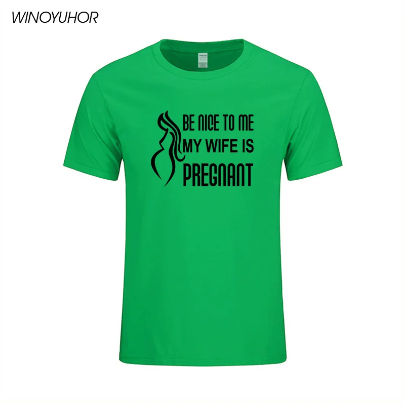 Футболка мужская с надписью Be Nice To Me рубашка коротким рукавом для беременных Муж