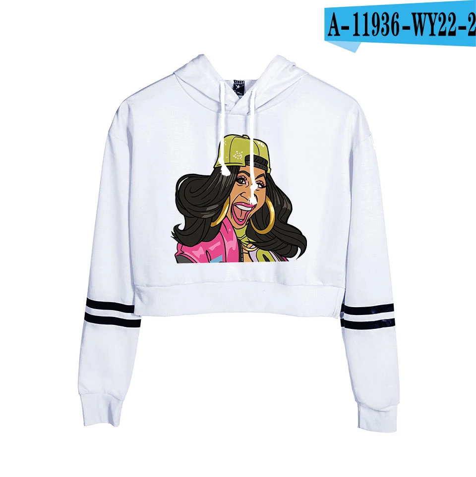 white Список Cardi B укороченный топ толстовки для женщин Kpop хлопок Harajuku высокое качество Cardi B девушка оранжевый свитер с капюшоном - Цвет: white