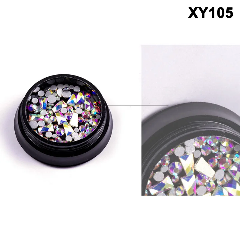 XY105 10 шт красочный квадратный ноготь Искусство Стразы смешанные ногтей алмазные украшения для ногтей MH88 - Цвет: XY105