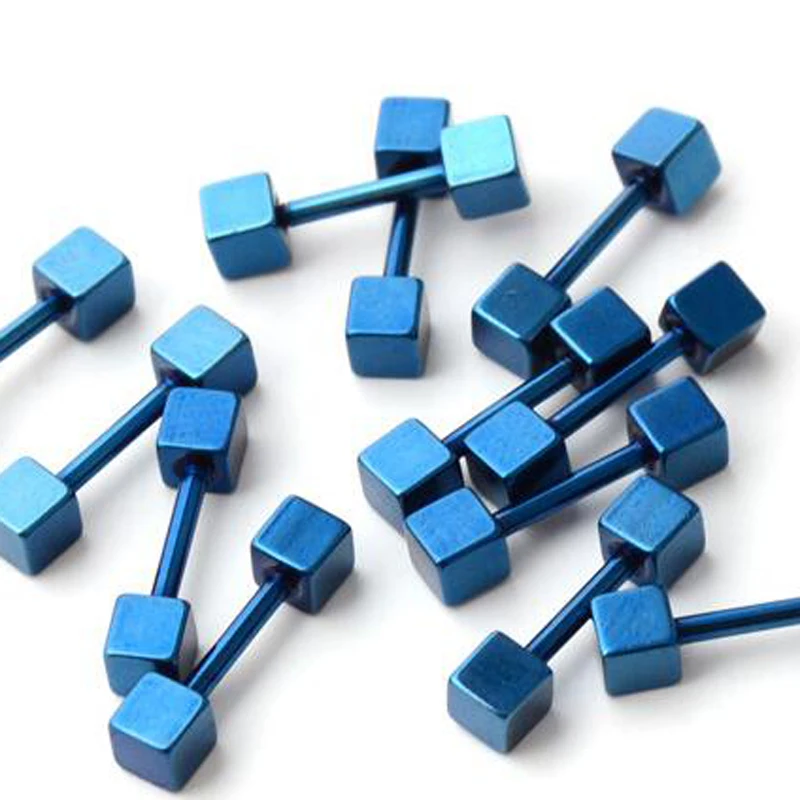 Прямая Промышленная Штанга 2 шт. квадратный Козелок Уха Пирсинг из нержавеющей