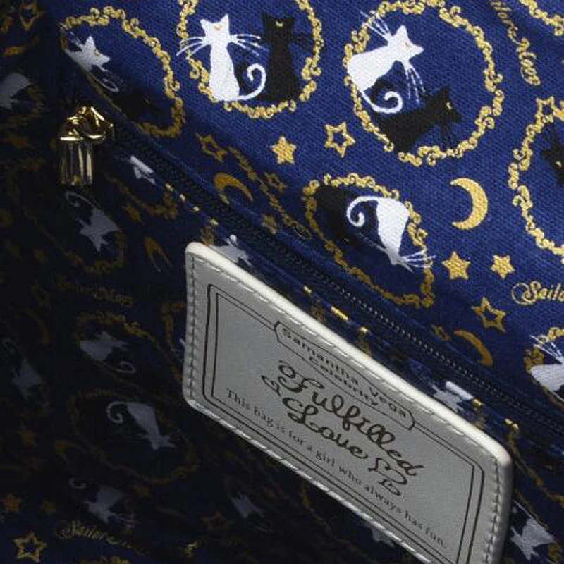 2019 Сейлор Мун женский рюкзак из искусственной кожи Рюкзак Универсальный Черный Белый Luna Cat для девочек