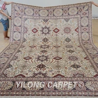yilong 9x12 antique classic rug large beige vantage hand made persian carpets 0904