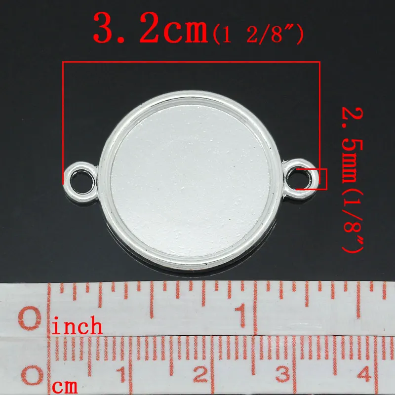 DoreenBeads Connectors Findings Round silver color Plated Cabochon Setting(Fits 20mm Dia) 3.2x2.4cm 3PCs | Украшения и аксессуары