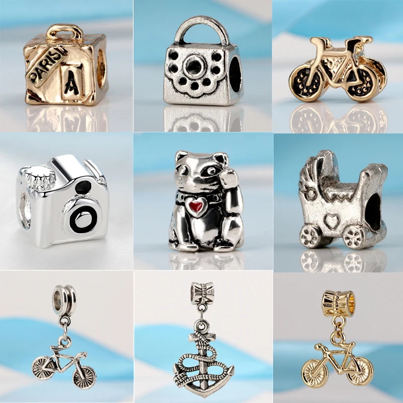 2019 новый сплав подвески на браслет европейские Винтаж Париж чемодан Сумочка