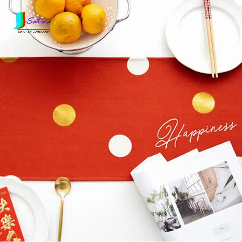 New Year Red Praying Festive Gold Cotton Linen Tablecloth TV Coffee Cover Towel Bed Flag Table S236P | Дом и сад