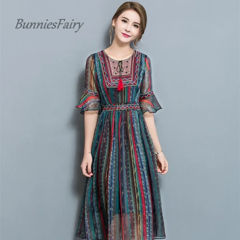 Женское шифоновое платье в китайском стиле bunniesсказочная повседневная одежда