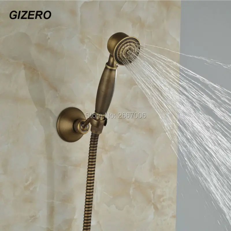 

GIZERO Free Ship Classic Antique Black Bronze Telephone Style Copper Handheld Shower Head+Shower Holder+1.5m Shower Hose GI1318