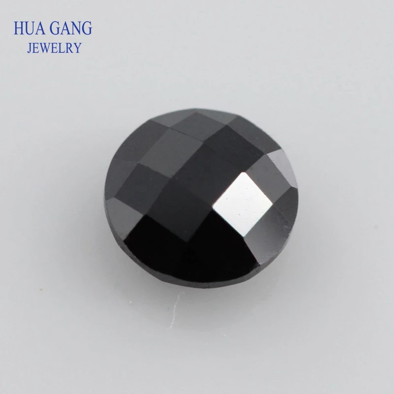 

Black Cubic Zirconia Stone Round Double Checkerboard Cut Loose CZ Stone Synthetic Gems For Jewelry Size 2.5~14mm Free shipping