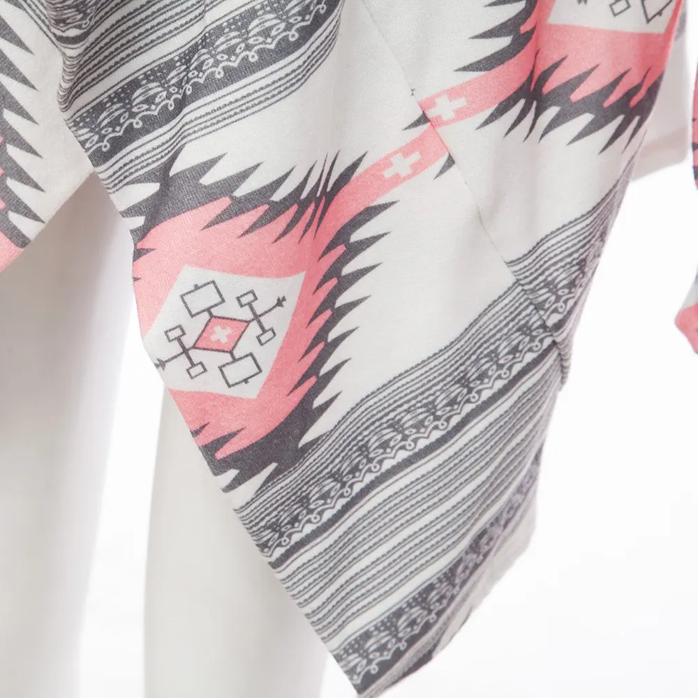 VESTLINDA розовый кимоно кардиганы блузы женские геометрический принт с длинным