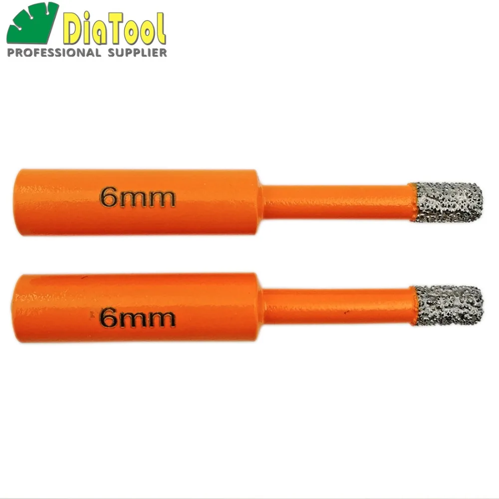 Diatool 2 шт. 6 мм вакуумной пайки diamond core bits с круглым хвостовиком сухого бурения биты