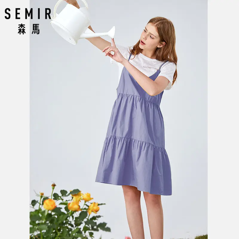 SEMIR платье лето 2019 новинка двухкомпонентное на бретелях вышивка сказочные