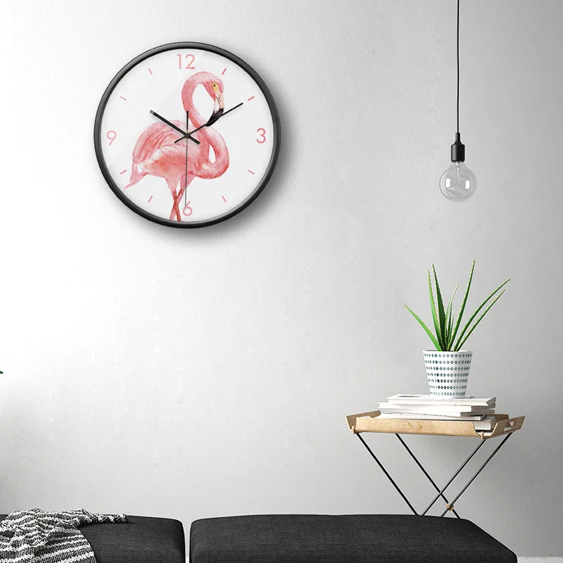The pink birds house decoration modern fashion clock silent of scan the handle metal frame should be use bedroom and livingO6 | Дом и сад