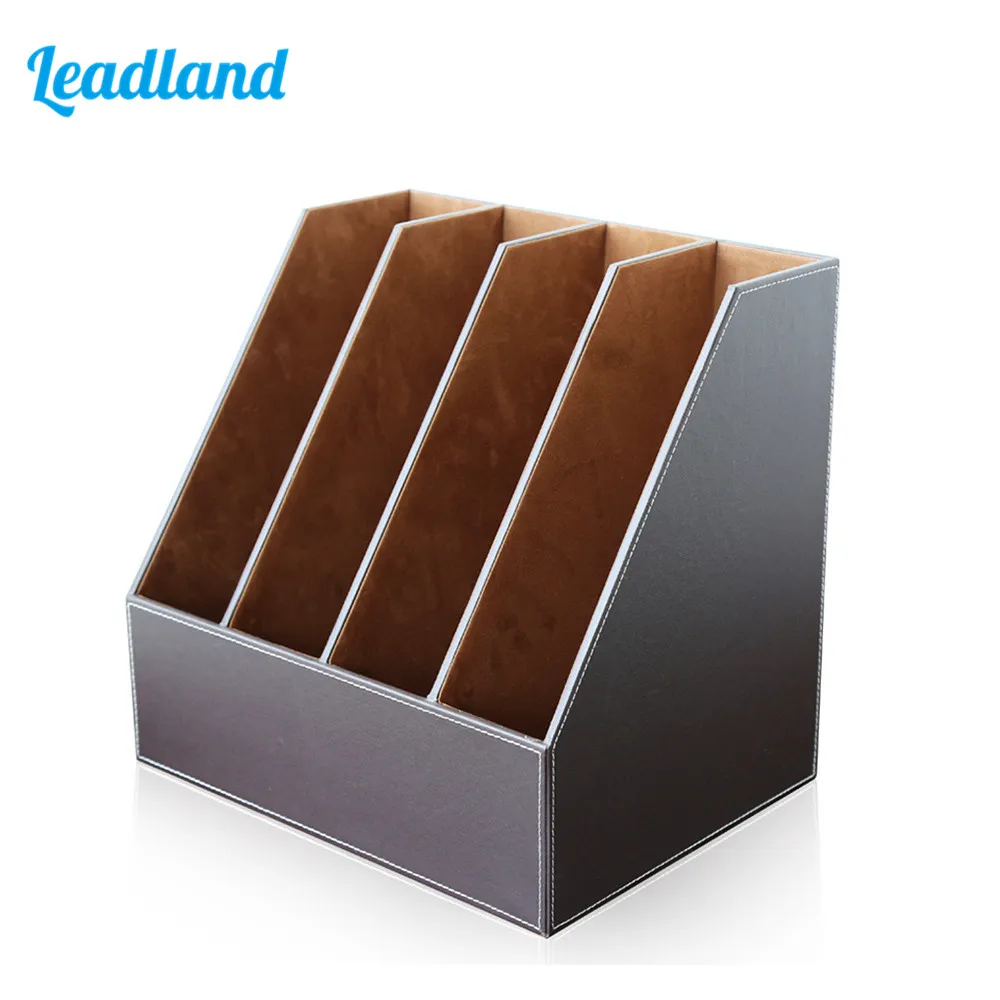 Office Supplies Desk Document Shelf A4 Letter File Tray Organizer for Documents PU Leather Storage Box Magazine Rack