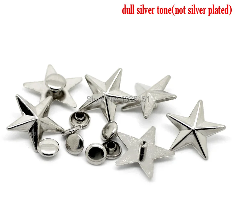 Бесплатная доставка 30 комплектов серебристые заклепки в форме звезды пятна 19 мм x