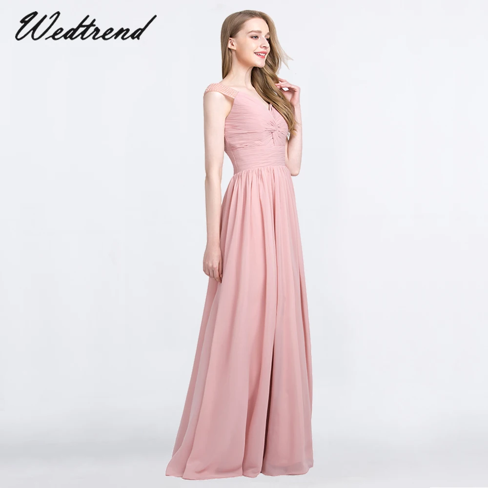 Wedtrend Cheap Floor Length Evening Dress Simple Pleated Chiffon Formal Dresses Gown vestido de noche | Свадьбы и торжества