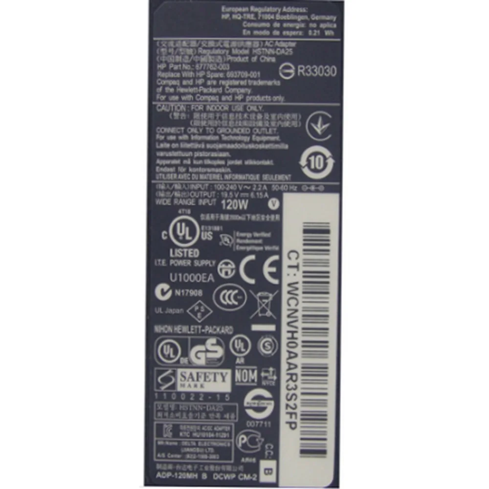 19.5V 6.15A 120W 7.4*5.0мм новый оригинальный адаптер питания для HP HSTNN-DA25 ADP-120MH 8460w 8560W 644699-003 645156-001 on.