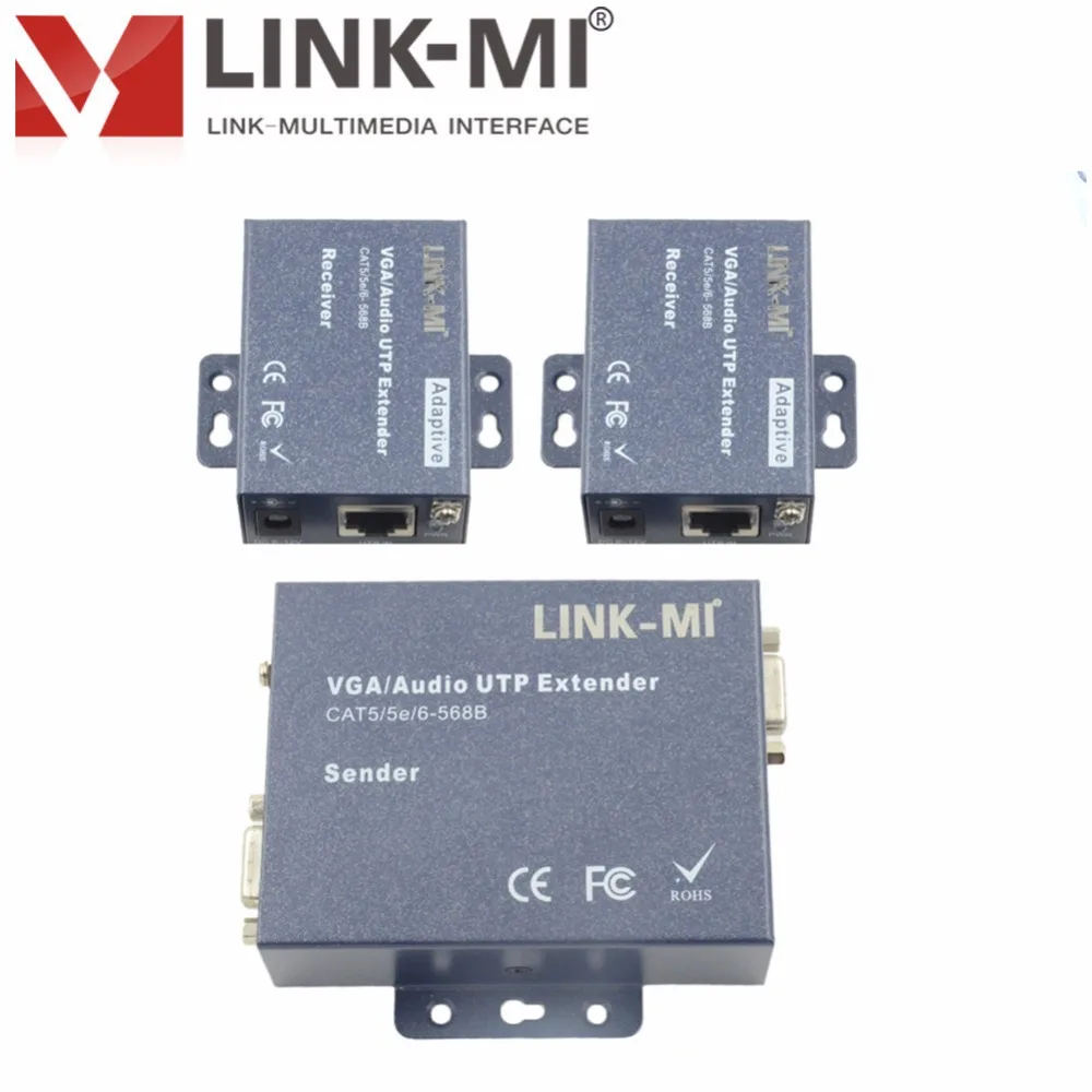 LINK MI 2 канала 1080P VGA Видео Аудио передатчик по UTP RJ45 кабель 1x2 сплиттер с 2x100 м