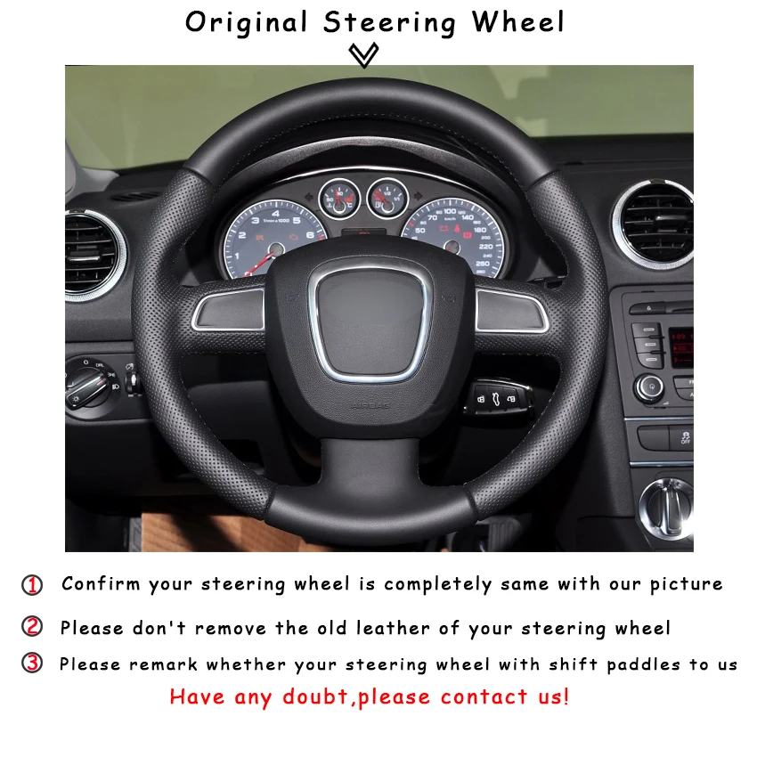 Черная замшевая флейта для Audi A3 (8P) 2008 2013 A4 (B8) 2010 A5 A6 (C6) 2007 2011|Чехлы на руль| |